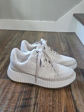 Dolce Vita White Knit Platform Sneakers